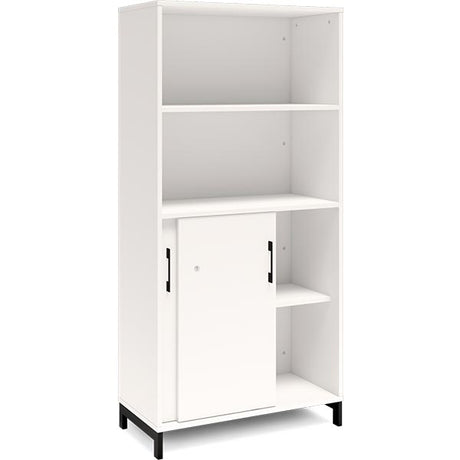Ergoff Kontorskab DNA, 800x1660 mm, Hvid/Sort, skydedør 4A4 – Bogreoler & kontorskabe (billede 2)