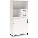 Kontorskab DNA, 800x1660 mm, Hvid/Sort, skydedør og skuffemodul 4A4/2A4 – image 3