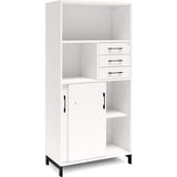 Kontorskab DNA, 800x1660 mm, Hvid/Sort, skydedør og skuffemodul 4A4/2A4 – image 4