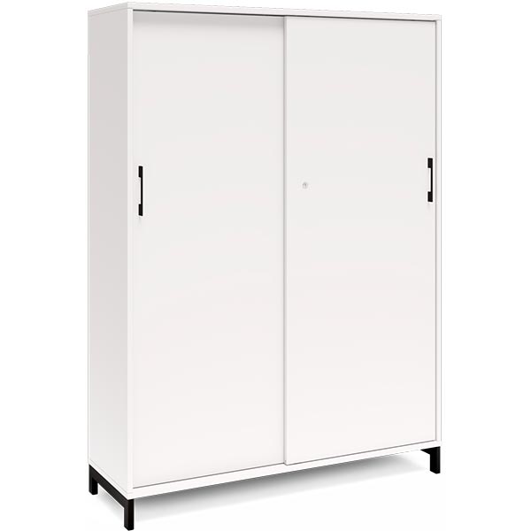 Ergoff Kontorskab DNA, 1200x1660 mm, Hvid/Sort, skydedør 4A4 – Bogreoler & kontorskabe (billede 1)