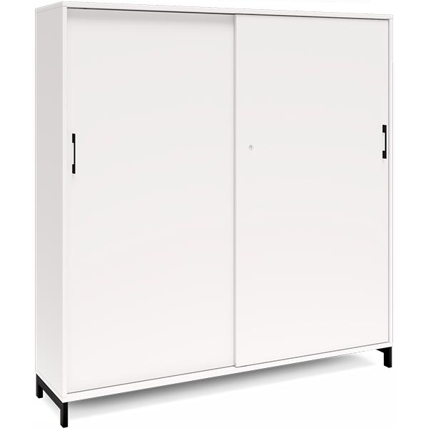 Ergoff Kontorskab DNA, 1600x1660 mm, Hvid/Sort, skydedør 4A4 – Bogreoler & kontorskabe (billede 1)