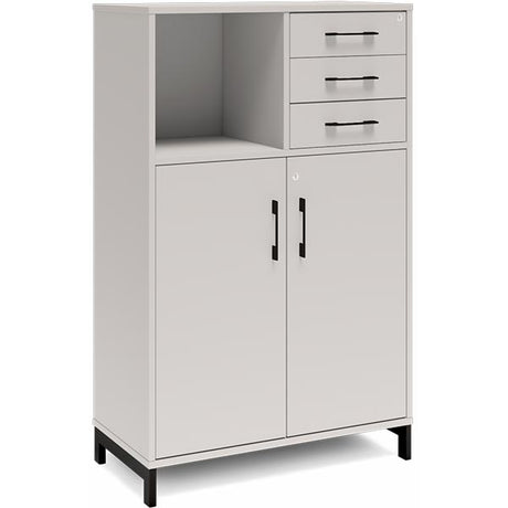 Ergoff Kontorskab DNA, 800x1275 mm, Lys grå/Sort, skuffemodul 3A4/2A4 – Bogreoler & kontorskabe (billede 1)
