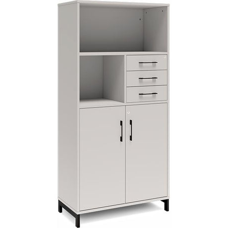 Ergoff Kontorskab DNA, 800x1660 mm, Lys grå/Sort, skuffemodul 4A4/2A4 – Bogreoler & kontorskabe (billede 1)