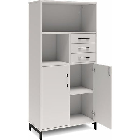 Ergoff Kontorskab DNA, 800x1660 mm, Lys grå/Sort, skuffemodul 4A4/2A4 – Bogreoler & kontorskabe (billede 2)