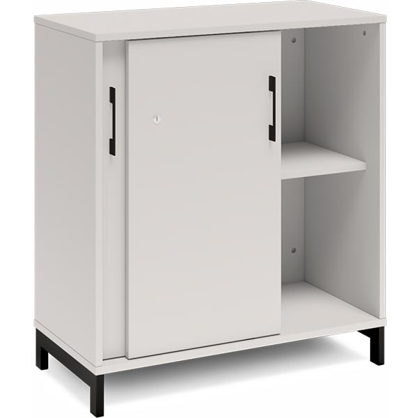 Ergoff Kontorskab DNA, 800x890 mm, Lys grå/Sort, skydedør 2A4 – Bogreoler & kontorskabe (billede 2)
