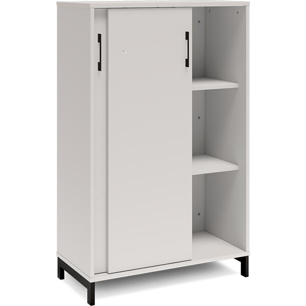 Kontorskab DNA, 800x1275 mm, Lys grå/Sort, skydedør 3A4 – image 2