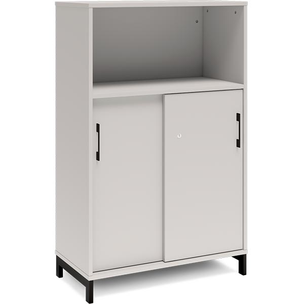 Kontorskab DNA, 800x1275 mm, Lys grå/Sort, skydedør 3A4 – image 1