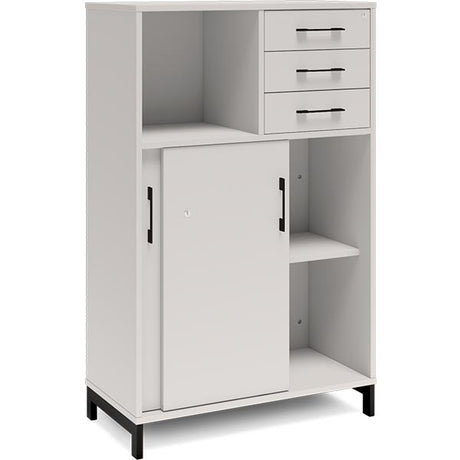 Kontorskab DNA, 800x1275 mm, Lys grå/Sort, skydedør og skuffemodul 3A4/2A4 – image 2