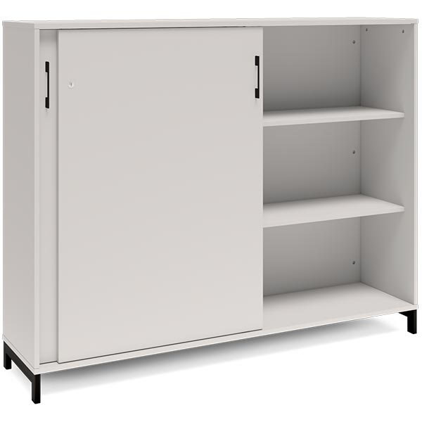 Ergoff Kontorskab DNA, 1600x1275 mm, Lys grå/Sort, skydedør 3A4 – Bogreoler & kontorskabe (billede 2)