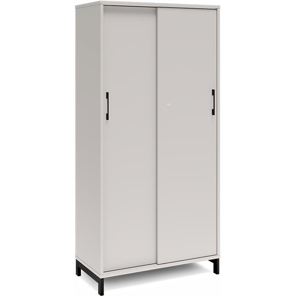 Kontorskab DNA, 800x1660 mm, Lys grå/Sort, skydedør 4A4 – image 1