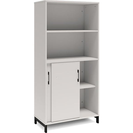 Kontorskab DNA, 800x1660 mm, Lys grå/Sort, skydedør 4A4 – image 2