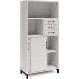 Kontorskab DNA, 800x1660 mm, Lys grå/Sort, skydedør og skuffemodul 4A4/2A4