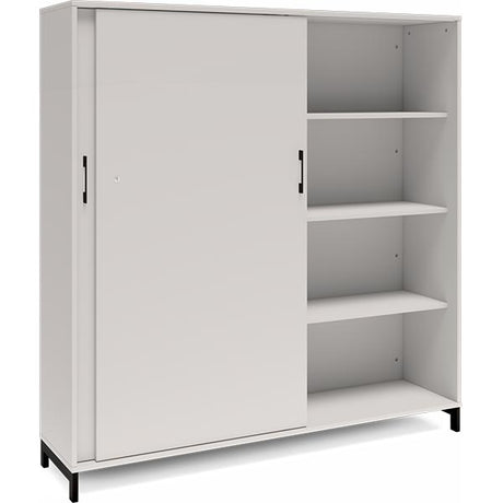 Ergoff Kontorskab DNA, 1600x1660 mm, Lys grå/Sort, skydedør 4A4 – Bogreoler & kontorskabe (billede 2)
