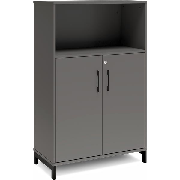 Ergoff Kontorskab DNA, 800x1275 mm, Antracit/Sort 3A4/2A4 – Bogreoler & kontorskabe (billede 1)