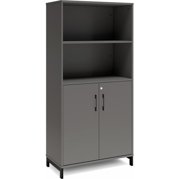 Ergoff Kontorskab DNA, 800x1660 mm, Antracit/Sort 4A4/2A4 – Bogreoler & kontorskabe (billede 1)