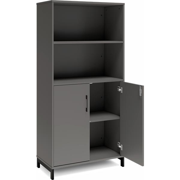 Ergoff Kontorskab DNA, 800x1660 mm, Antracit/Sort 4A4/2A4 – Bogreoler & kontorskabe (billede 2)