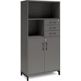 Ergoff Kontorskab DNA, 800x1660 mm, Antracit/Sort, skuffemodul 4A4/2A4 – Bogreoler & kontorskabe (billede 1)