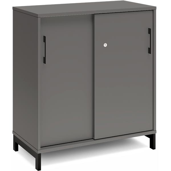 Ergoff Kontorskab DNA, 800x890 mm, Antracit/Sort, skydedør 2A4 – Bogreoler & kontorskabe (billede 1)