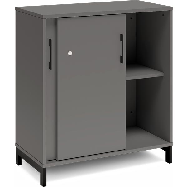 Kontorskab DNA, 800x890 mm, Antracit/Sort, skydedør 2A4 – image 2