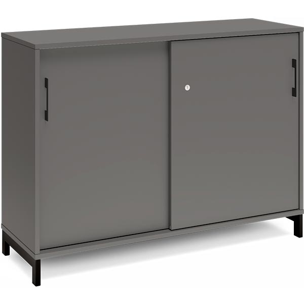 Ergoff Kontorskab DNA, 1200x890 mm, Antracit/Sort, skydedør 2A4 – Bogreoler & kontorskabe (billede 1)