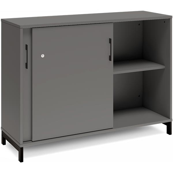Ergoff Kontorskab DNA, 1200x890 mm, Antracit/Sort, skydedør 2A4 – Bogreoler & kontorskabe (billede 2)