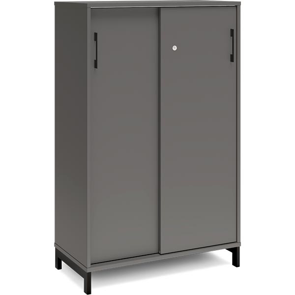 Ergoff Kontorskab DNA, 800x1275 mm, Antracit/Sort, skydedør 3A4 – Bogreoler & kontorskabe (billede 1)