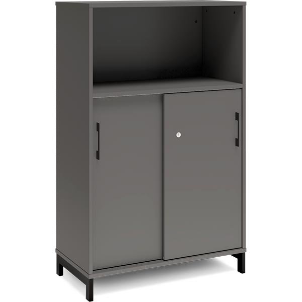Ergoff Kontorskab DNA, 800x1275 mm, Antracit/Sort, skydedør 3A4 – Bogreoler & kontorskabe (billede 1)