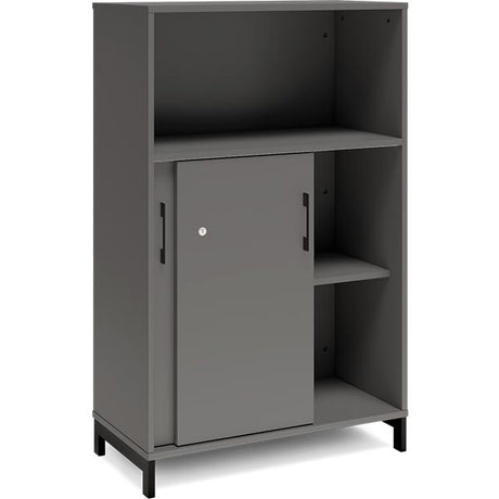 Kontorskab DNA, 800x1275 mm, Antracit/Sort, skydedør 3A4 – image 2