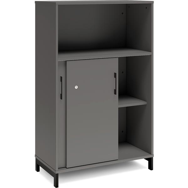 Ergoff Kontorskab DNA, 800x1275 mm, Antracit/Sort, skydedør 3A4 – Bogreoler & kontorskabe (billede 2)