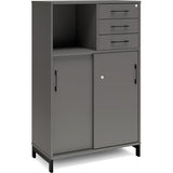 Kontorskab DNA, 800x1275 mm, Antracit/Sort, skydedør og skuffemodul 3A4/2A4 – image 1