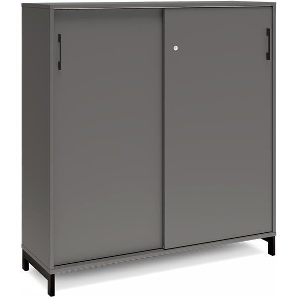 Ergoff Kontorskab DNA, 1200x1275 mm, Antracit/Sort, skydedør 3A4 – Bogreoler & kontorskabe (billede 1)