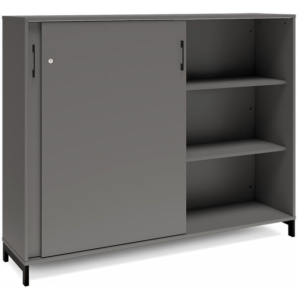 Ergoff Kontorskab DNA, 1600x1275 mm, Antracit/Sort, skydedør 3A4 – Bogreoler & kontorskabe (billede 2)