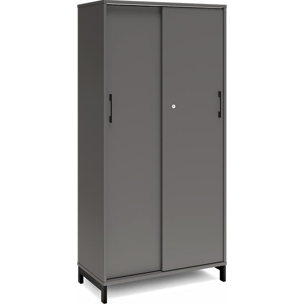 Ergoff Kontorskab DNA, 800x1660 mm, Antracit/Sort, skydedør 4A4 – Bogreoler & kontorskabe (billede 1)