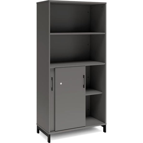 Kontorskab DNA, 800x1660 mm, Antracit/Sort, skydedør 4A4 – image 2