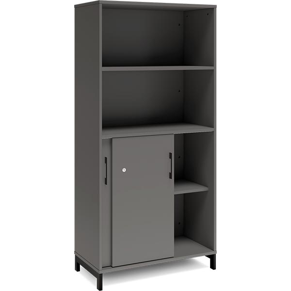 Kontorskab DNA, 800x1660 mm, Antracit/Sort, skydedør 4A4 – image 4