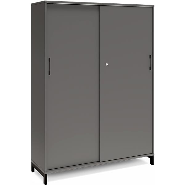 Ergoff Kontorskab DNA, 1200x1660 mm, Antracit/Sort, skydedør 4A4 – Bogreoler & kontorskabe (billede 1)