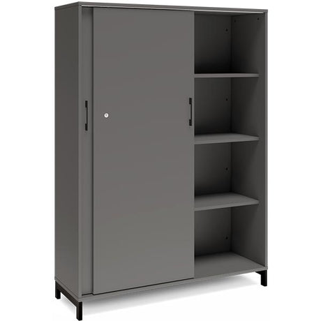 Kontorskab DNA, 1200x1660 mm, Antracit/Sort, skydedør 4A4 – image 2