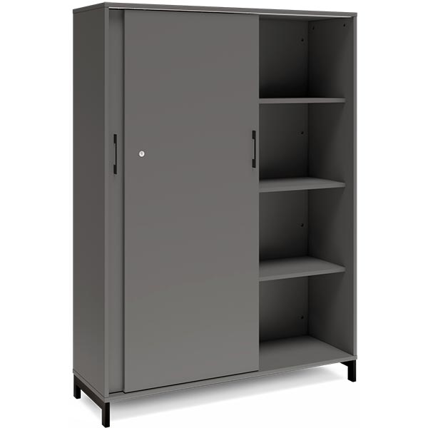 Kontorskab DNA, 1200x1660 mm, Antracit/Sort, skydedør 4A4 – image 4