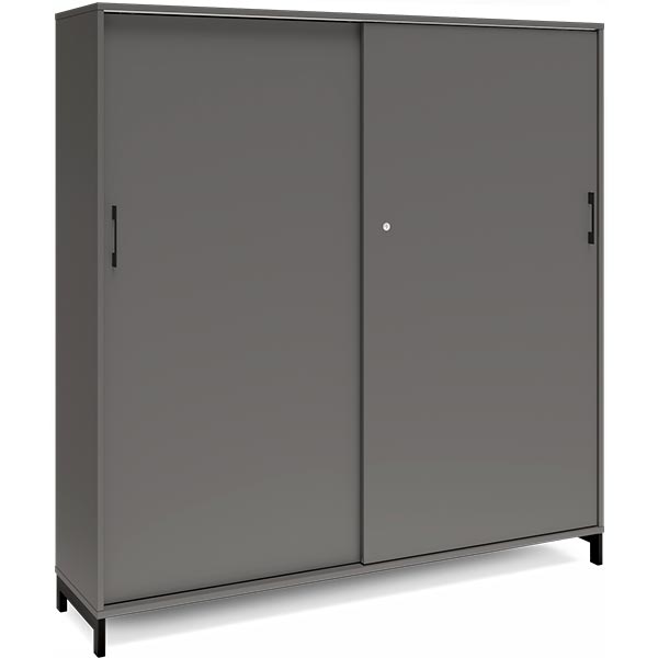 Ergoff Kontorskab DNA, 1600x1660 mm, Antracit/Sort, skydedør 4A4 – Bogreoler & kontorskabe (billede 1)