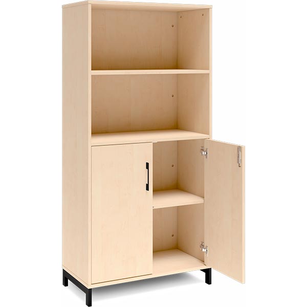 Ergoff Kontorskab DNA, 800x1660 mm, Birk/Sort 4A4/2A4 – Bogreoler & kontorskabe (billede 2)