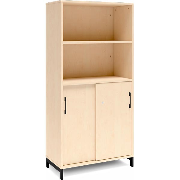Ergoff Kontorskab DNA, 800x1660 mm, Birk/Sort 4A4 – Bogreoler & kontorskabe (billede 1)