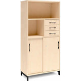 Kontorskab DNA, 800x1660 mm, Birk/Sort, skydedør og skuffemodul 4A4/2A4