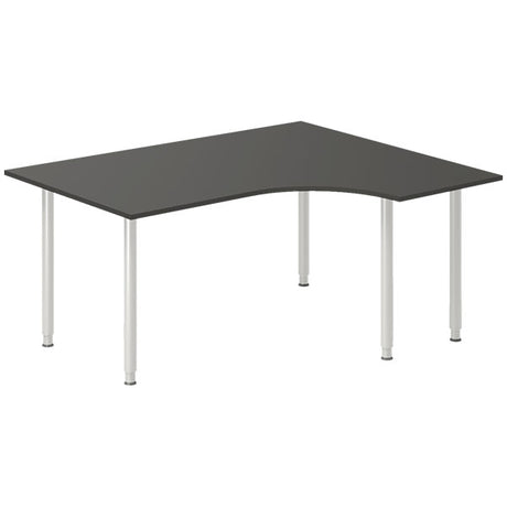 Ergoff Skrivebord DNA, Antracit 1600x1200 mm Højre I-ben/Alugrå – Skriveborde (billede 1)