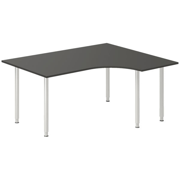 Ergoff Skrivebord DNA, Antracit 1600x1200 mm Højre I-ben/Alugrå – Skriveborde (billede 1)