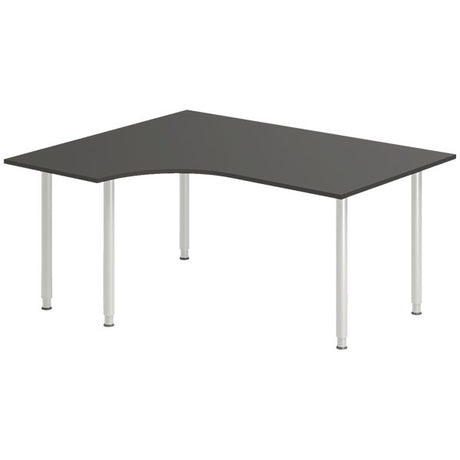 Ergoff Skrivebord DNA, Antracit 1600x1200 mm Venstre I-ben/Alugrå – Skriveborde (billede 1)