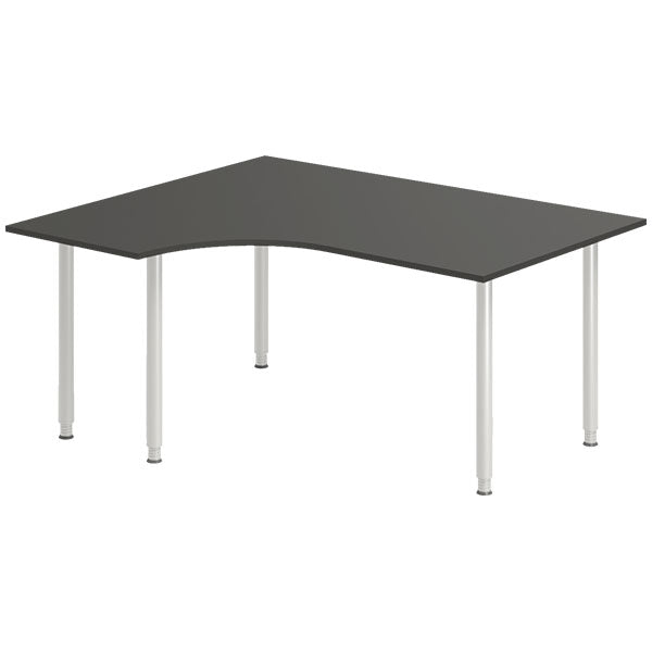 Ergoff Skrivebord DNA, Antracit 1600x1200 mm Venstre I-ben/Alugrå – Skriveborde (billede 1)