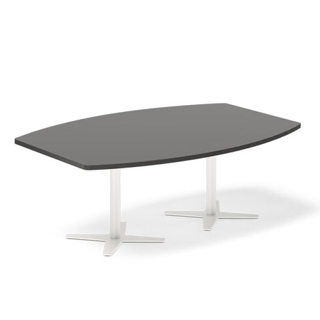Ergoff Konferencebord DNA, Antracit 2000x1200 mm bådformet, Hvid understel – Konferenceborde (billede 1)