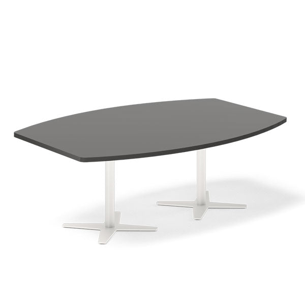 Ergoff Konferencebord DNA, Antracit 2000x1200 mm bådformet, Hvid understel – Konferenceborde (billede 1)