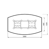 Konferencebord DNA, Antracit 2000x1200 mm bådformet, Sort understel