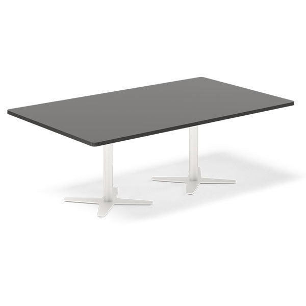 Konferencebord DNA, Antracit 2000x1200 mm rektangulært, Hvid understel – image 1